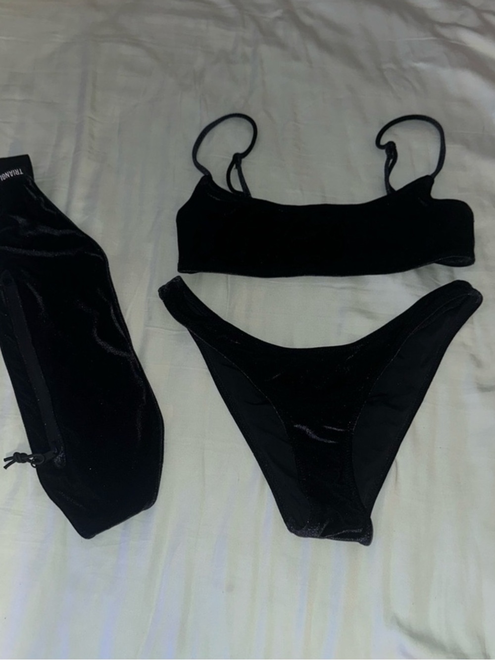 triangl swimwear Black Velvet Bikini with bag